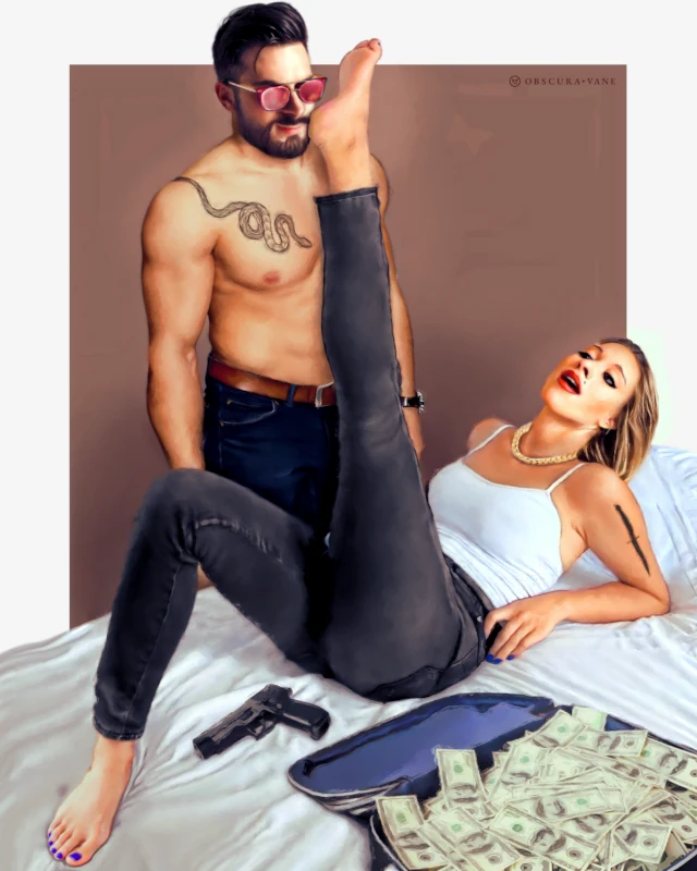 A situational illustration about couples with police-related themes.